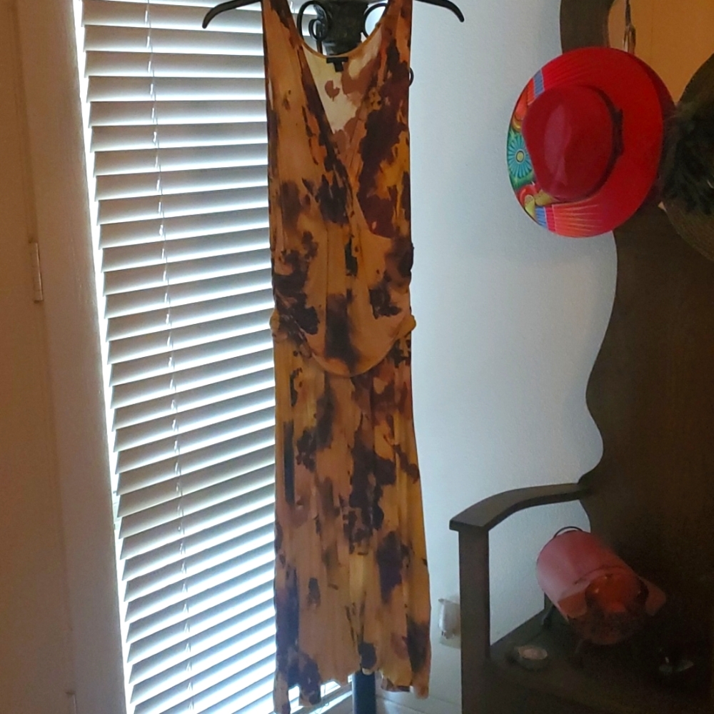 Lafayette 148 yellow and brown middi dress